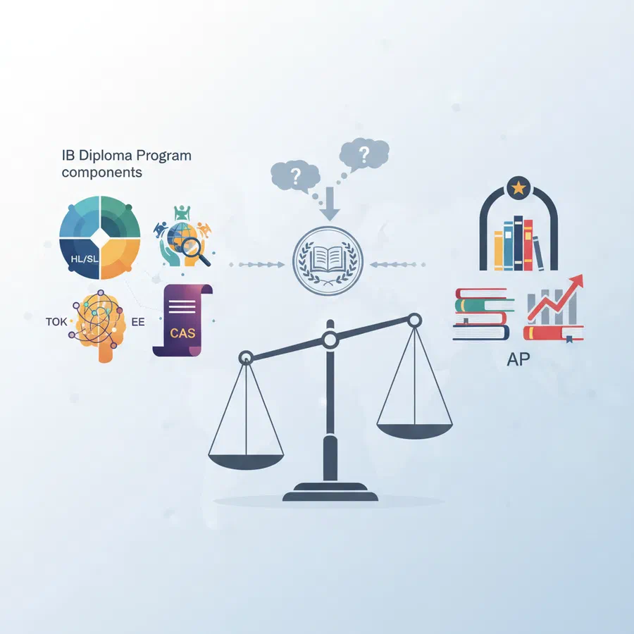 IB Diploma Programı bileşenleri: HL/SL, TOK, EE, CAS